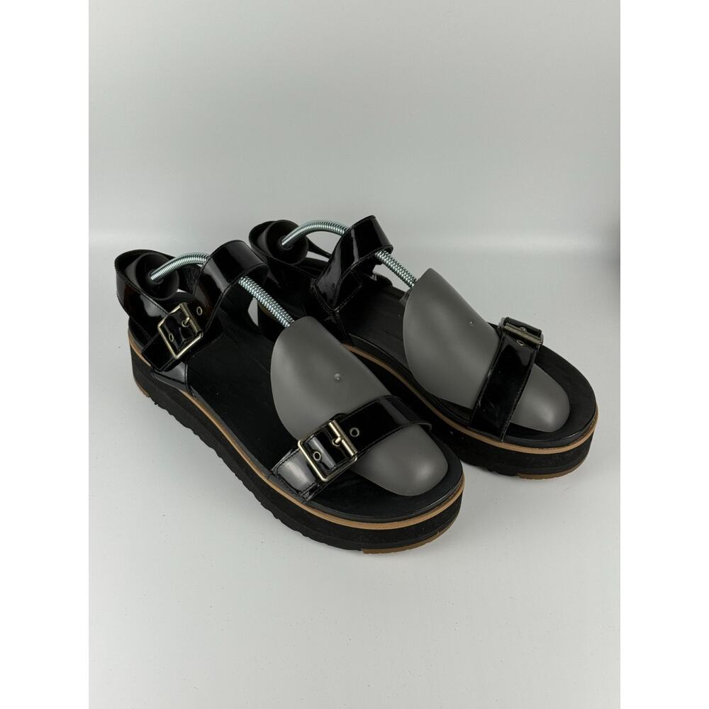 UGG Kari Womens Patent Sandal Black Platform Buckle Strap Threadlite Size 10